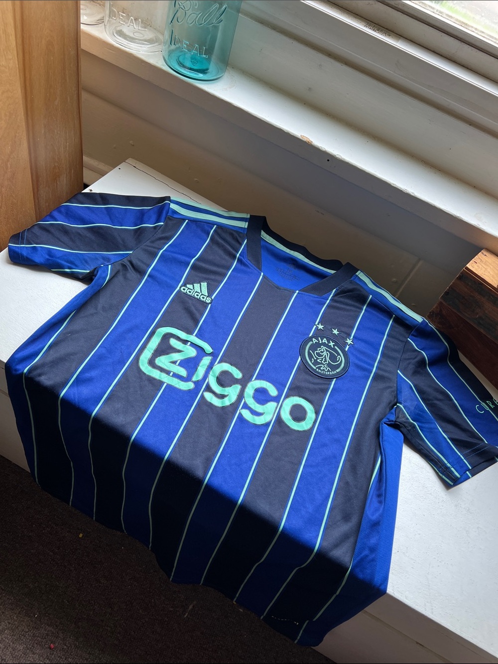 adidas Blue & Black Ajax Ziggo Away Soccer Jersey Mens Medium Amsterdam
